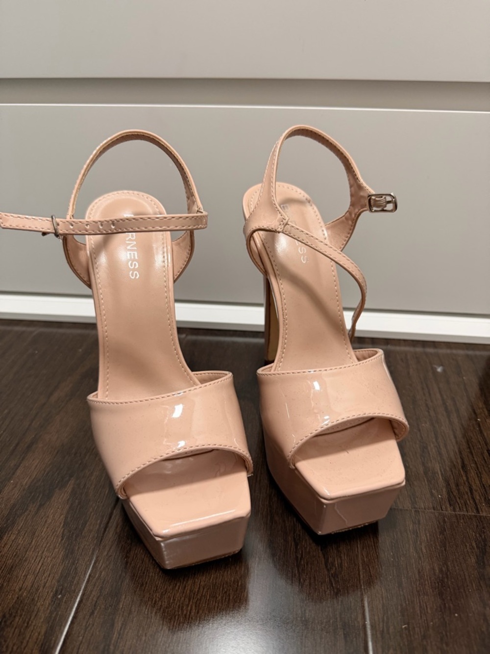 Women's Patent Platform Sandals in Nude - BRANDLESS